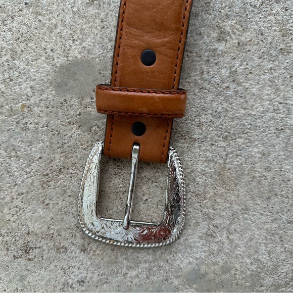Men’s Authentic Tony Lama Vintage Brown Braided Western Leather Concho Belt 36 - Picture 12 of 16
